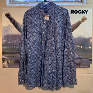 The Gap Retro Vintage Floral Pattern Casual Button-Down Long-Sleeve Shirt (L)